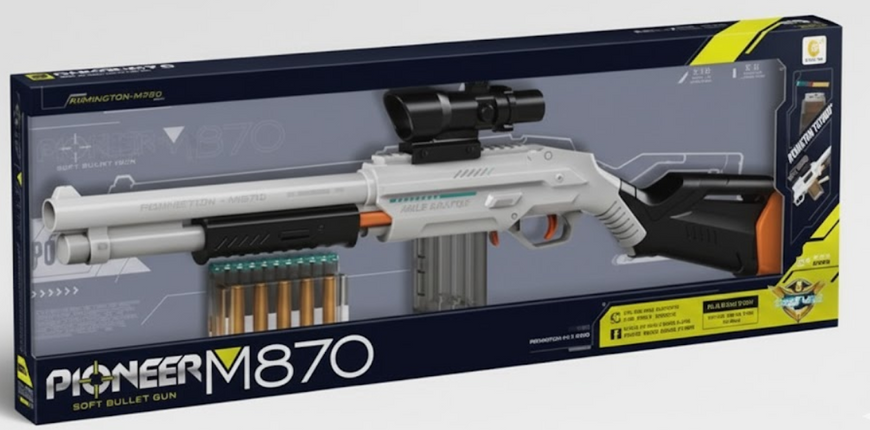 Великий Бластер Nerf дробовик Нерф Remington 74см з гільзами, стріляє м'якими кулями 181058 фото