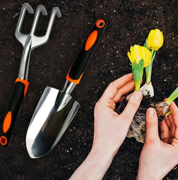Набір садових інструментів у кейсі Gardening Set ART 14 в 1 (Сталь, Помаранчевий/Чорний) &mdash; Універсальний садовий інвентар NART14 фото