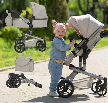Коляска для куклы 2в1 CARRELLO Fortuna 9695 (Светло-серая): трансформер с перекидной ручкой 9695-LG фото