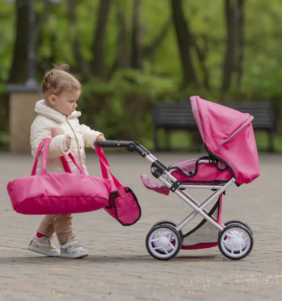 Дитяча коляска для ляльок Оригінал  2 в 1 Carrello Unica 9346 Hot Pink (Рожева) &mdash; з люлькою та сумкою 9346 фото