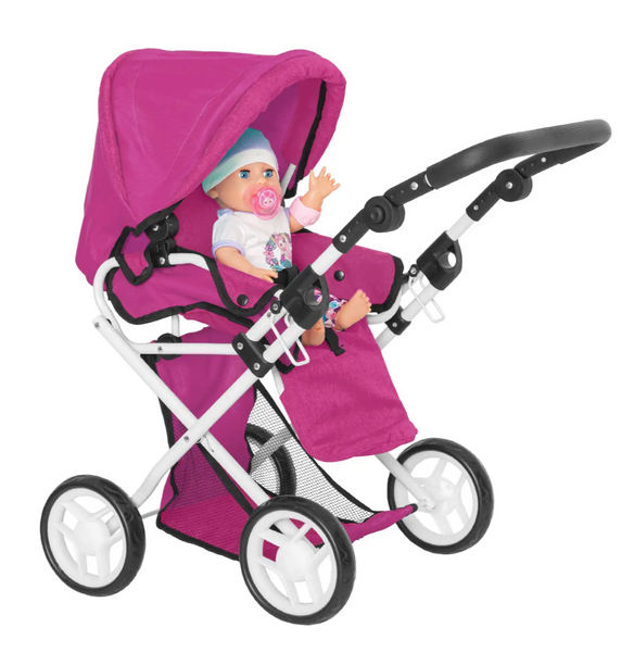 Дитяча коляска для ляльок Оригінал  2 в 1 Carrello Unica 9346 Hot Pink (Рожева) &mdash; з люлькою та сумкою 9346 фото