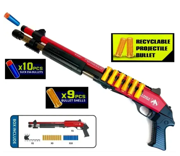Большой Бластер Nerf дробовик Нерф Remington 870 с гильзами, стреляет мягкими пулями 148300 фото