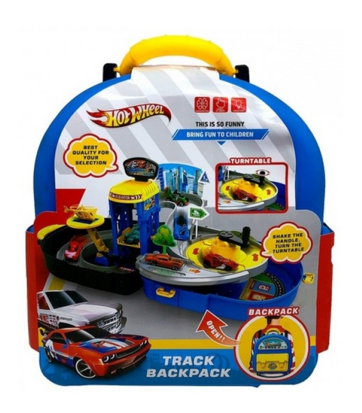 Трек Hot Wheel 1212 с 2 металлопластиковыми машинками, механическим лифтом и подвижными элементами в чемоданчике 164221 фото
