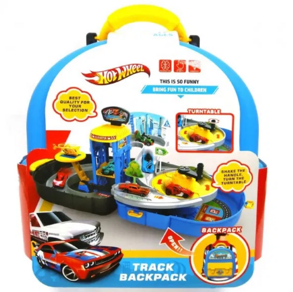 Трек Hot Wheel 1212 с 2 металлопластиковыми машинками, механическим лифтом и подвижными элементами в чемоданчике 164221 фото