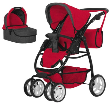 Дитяча коляска для ляльок 2 в 1 Carrello Avanti 9662 Red: Маневрена модель з поворотною ручкою 9662 фото