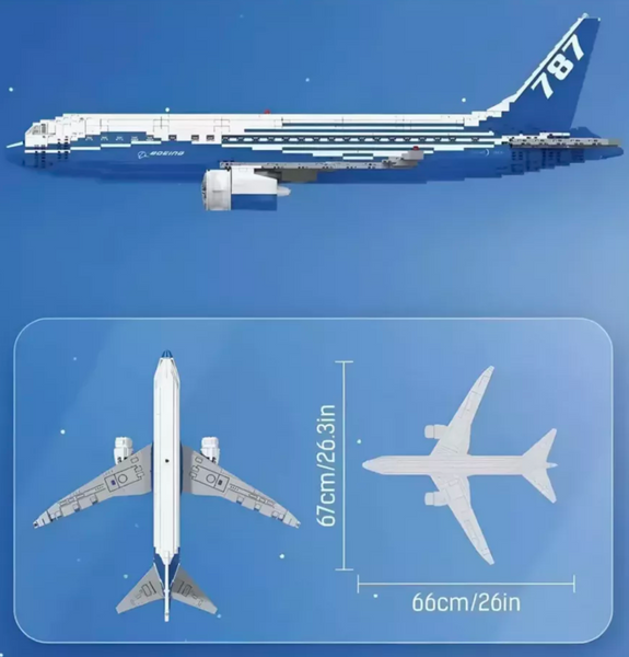 Великий колекційний конструктор Літак Boeing 787 Dreamliner Brick King 80009 (1353 деталі), масштабна модель Боїнг Дримлайнер на підставці 80009 фото