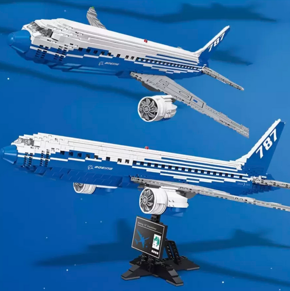 Великий колекційний конструктор Літак Boeing 787 Dreamliner Brick King 80009 (1353 деталі), масштабна модель Боїнг Дримлайнер на підставці 80009 фото