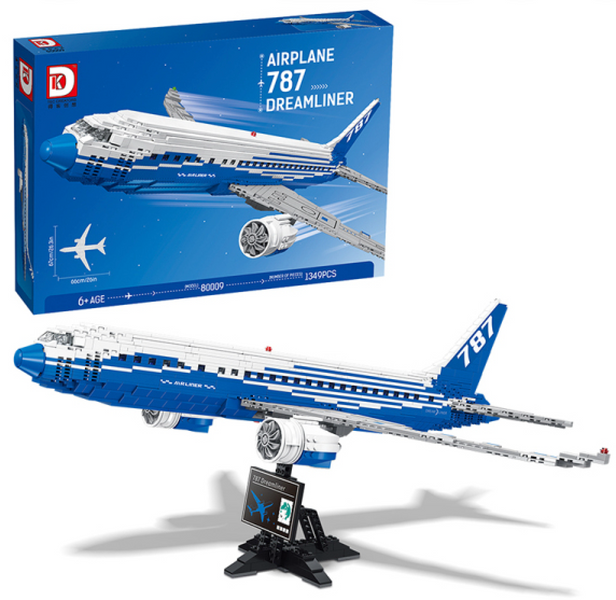 Великий колекційний конструктор Літак Boeing 787 Dreamliner Brick King 80009 (1353 деталі), масштабна модель Боїнг Дримлайнер на підставці 80009 фото
