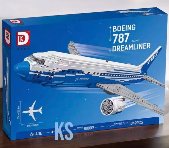 Великий колекційний конструктор Літак Boeing 787 Dreamliner Brick King 80009 (1353 деталі), масштабна модель Боїнг Дримлайнер на підставці 80009 фото