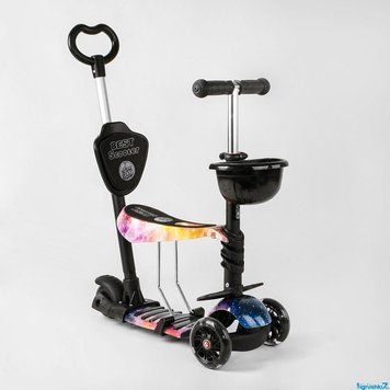 Самокат 5в1 Best Scooter 16102 Абстракція: Трансформер з батьківською ручкою та світловими колесами 113671 фото