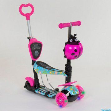 Самокат 5в1 Best Scooter 26901 Абстракція: Трансформер з батьківською ручкою та світловими колесами 84217 фото