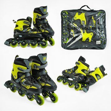 Роликовые коньки Best Roller 27300-М: Желтый неон, колеса PU и раздвижной размер 34-37 151227 фото
