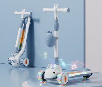Дитячий триколісний самокат Skyper RB-0693/62: кошик, світлові колеса PU та музика 193606 фото