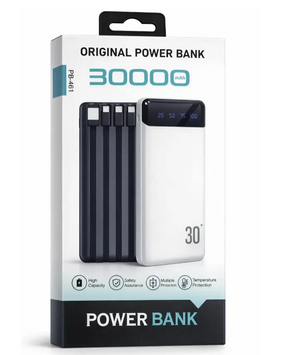 Павербанк PB-461 30000 mAh: Швидка зарядка QC 3.0, 18W, LED-дисплей та вбудовані кабелі PB461 фото