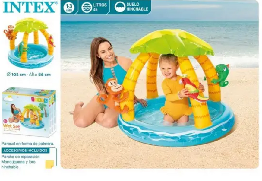 Дитячий надувний басейн Intex 58417 "Тропічний острів": 102х86 см, з навісом 58417 фото
