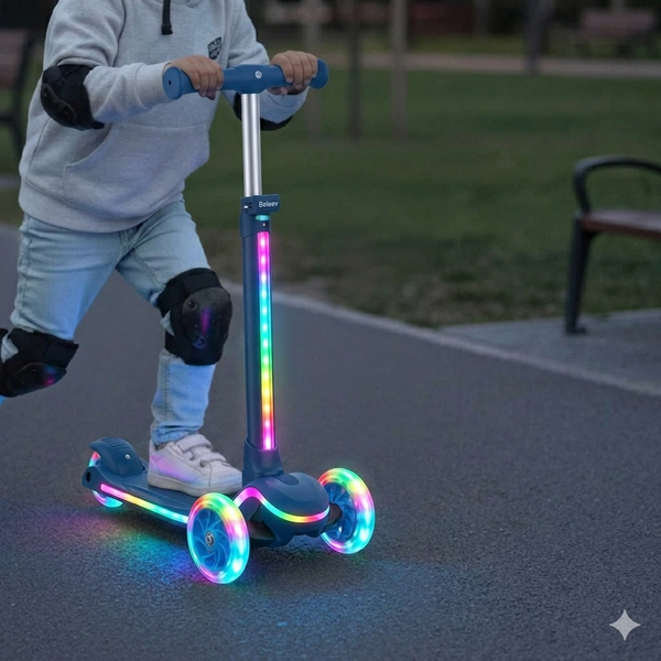 Дитячий триколісний самокат Best Scooter LS-28099: підсвічування керма та деки (7 кольорів) 193232 фото