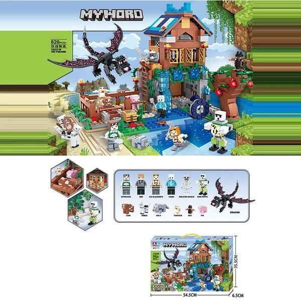 Великий конструктор My World 7636: Будинок біля річки та Дракон Краю (820+ деталей) 189647 фото