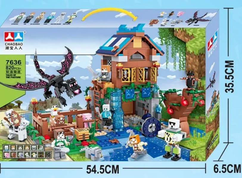 Великий конструктор My World 7636: Будинок біля річки та Дракон Краю (820+ деталей) 189647 фото