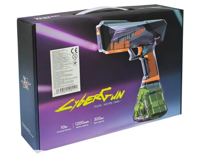Електричний водяний автомат CyberGun 27 см у стилі Кіберпанк із підсвіткою та флуоресцентним струменем (1200 мАг) 193389 фото