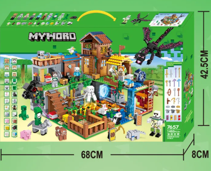 Величезний дитячий конструктор My World 7657 &laquo;Underground World&raquo; за мотивами відомої гри, 1460 деталей (26 міні-фігурок, Ендер-дракон) 185443 фото