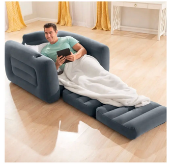 Надувне крісло-ліжко Intex 66551 Pull-Out Chair (117х224х66 см) з підсклянником 85318 фото
