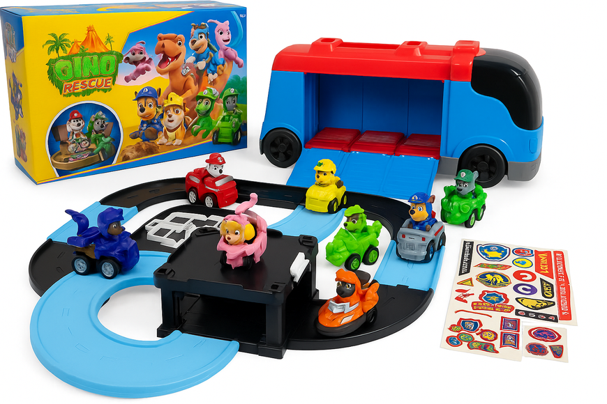 Автовоз Щенячий патруль автобус 9 героев в комплекте с треком Патрулевоз Paw Patrol 42 см 170239 фото