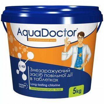 Повільнорозчинний хлор AquaDoctor C-90T (5 кг) у великих таблетках по 200 г C-90Т 5 kg/002489   фото