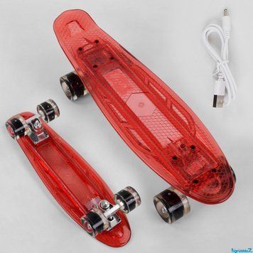 Скейт Пенні борд Best Board S-30966: Прозора дека з 5 режимами сяйва та USB-зарядкою 104508 фото