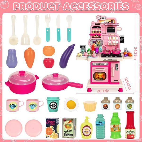 Детская игровая кухня Mini Chef 008-969 B с водой, светом и звуком 56 элементов 200692 фото