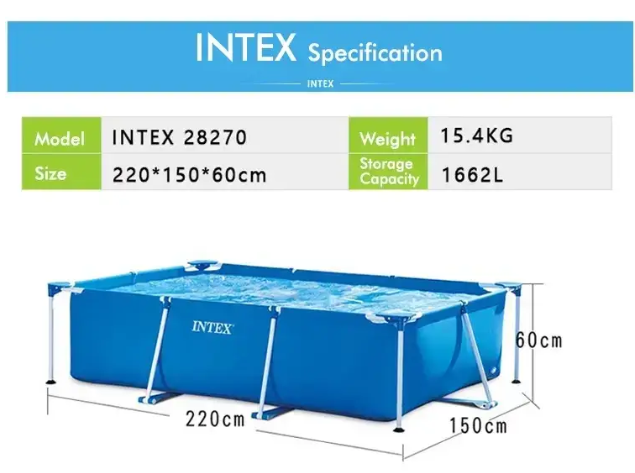 Прямокутний каркасний басейн Intex 28270 (220x150x60 см) 28270 фото