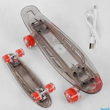 Скейт Пенні борд Best Board S-30966: Прозора дека з 5 режимами сяйва та USB-зарядкою 104523 фото
