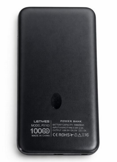 Павербанк Lenyes PX163 10000mAh на 2 USB порти Чорний PX163  фото