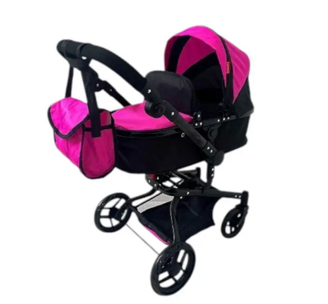 Коляска для кукол 2 в 1 CARRELLO FORTUNA 9695 Rose Red с опрокидывающейся ручкой и сумкой 9695-R фото
