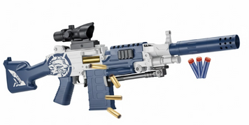 Детский Бластер Nerf с Выбросом Гильз и Оптическим Прицелом. Мягкие патроны. 180804 фото