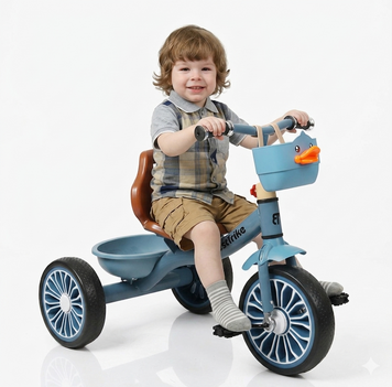 Дитячий триколісний велосипед Best Trike BS-81694: сталева рама, колеса EVA, кошик 193683 фото