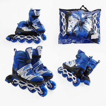 Роликові ковзани розсувні 15728-S: Синій спорт, безшумні колеса PU та світловий ефект 173862 фото