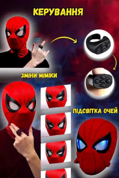 Маска Людини-Павука з рухомими очима, дистанційне керування 179877 фото
